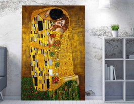Wallity Cuadro sobre lienzo El beso de Gustav Klimt 70 x 100 cm